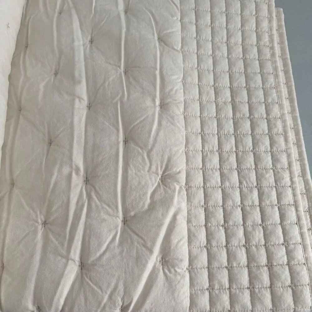 The Company Store Pintuck Oatmeal Twin Cotton Quilt New